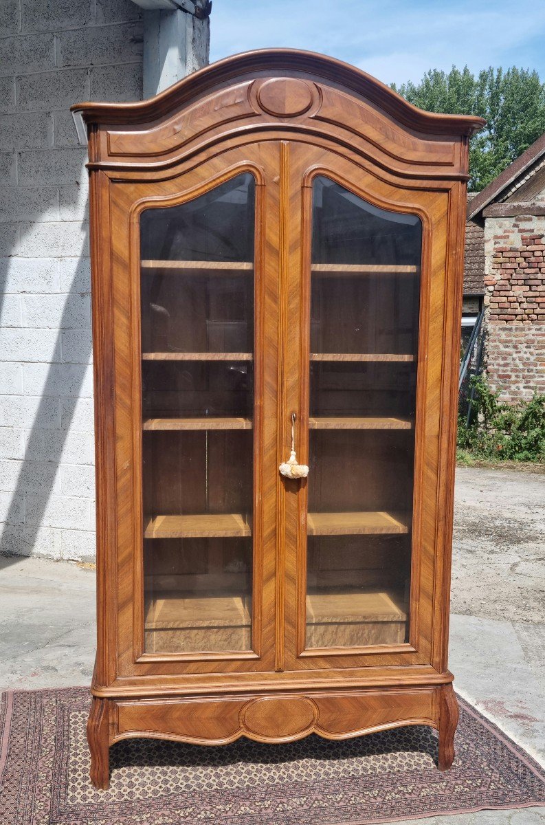 Vitrine Bibliothèque Deux Portes, En Noyer, Napoléon III, Fin 19ème. 