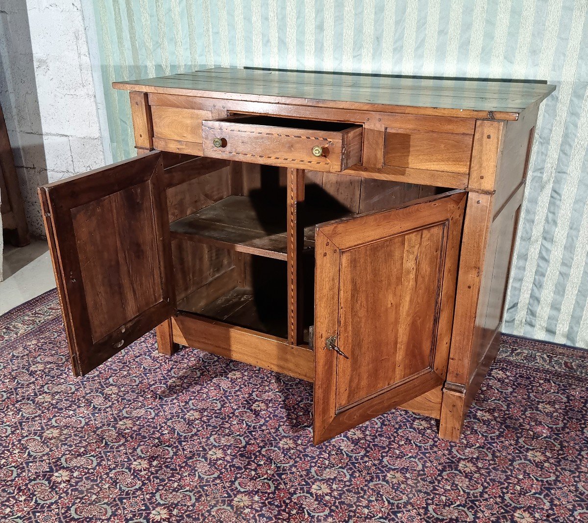 Low Walnut Sideboard From The Restoration Period, 19th Century -photo-4