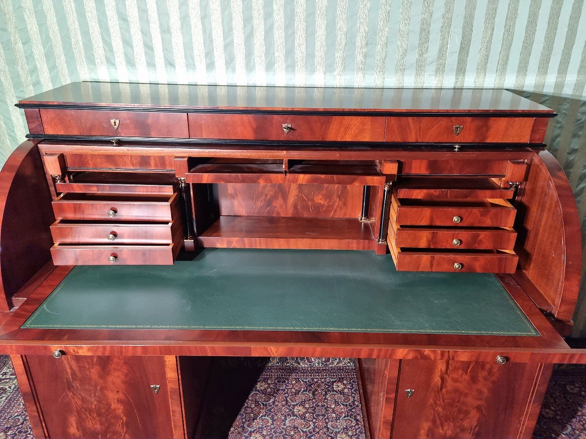 Empire Style Mahogany Mid-century Cylinder Desk, 20th Century-photo-3