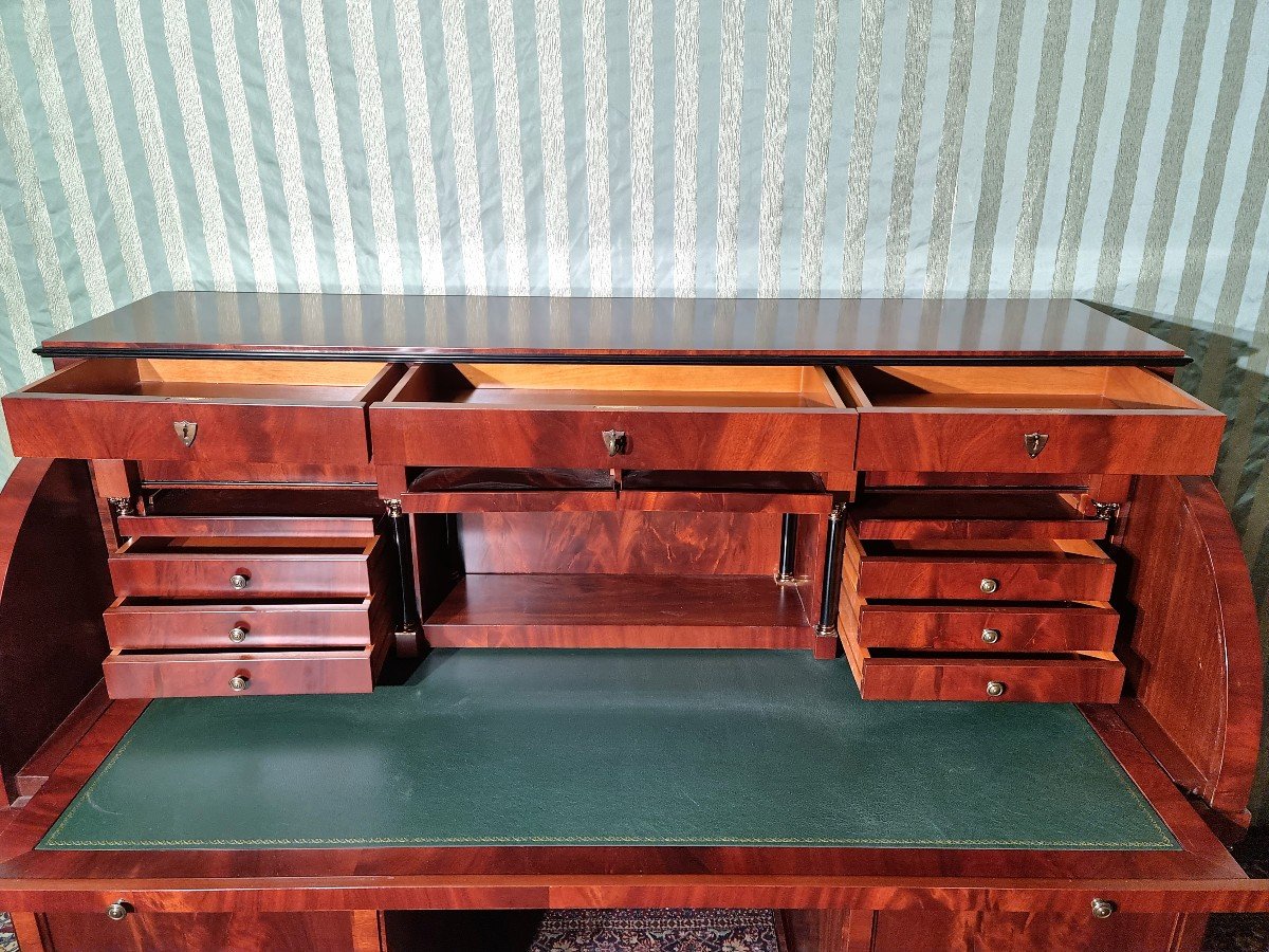 Empire Style Mahogany Mid-century Cylinder Desk, 20th Century-photo-4