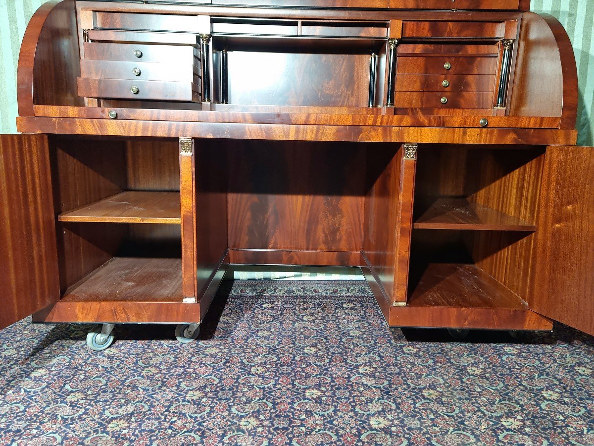 Empire Style Mahogany Mid-century Cylinder Desk, 20th Century-photo-8