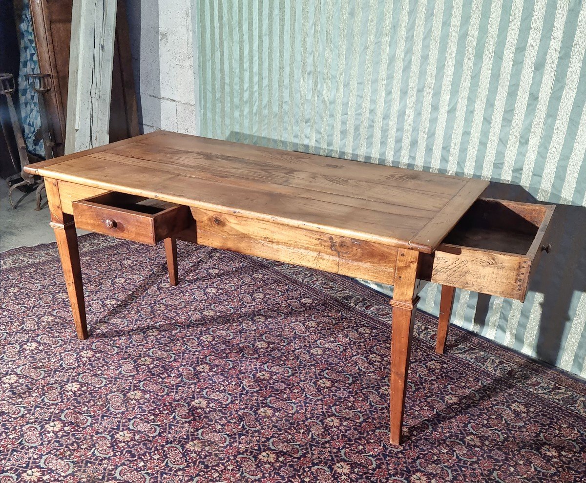 18th Century Directoire Cherry Wood Farm Table -photo-4