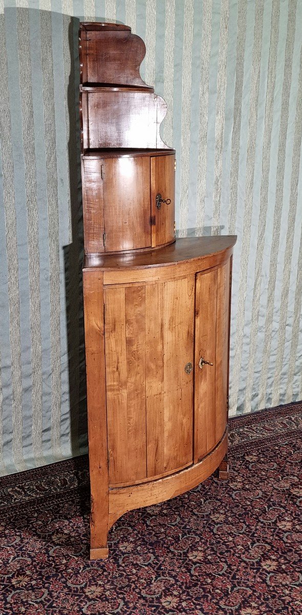 Curved Corner Cabinet In Restoration Cherry, 19th Century. -photo-4