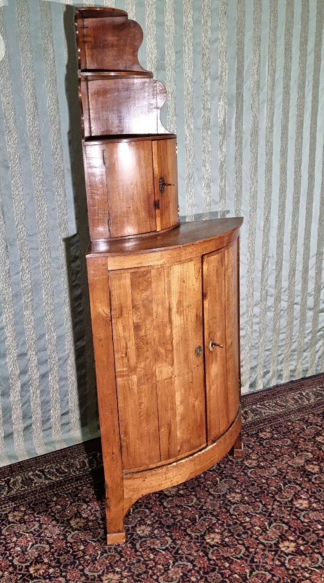 Curved Corner Cabinet In Restoration Cherry, 19th Century. -photo-4