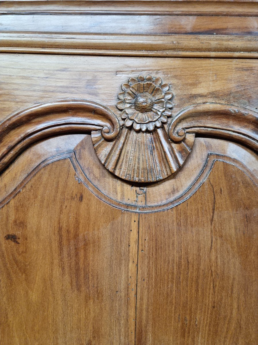 Carved Molded Wardrobe, In Regency Cherry Wood, From The 18th Century -photo-2