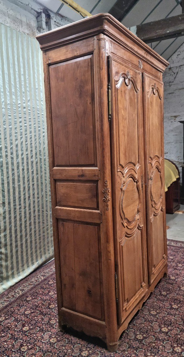 Carved Molded Wardrobe, In Regency Cherry Wood, From The 18th Century -photo-6