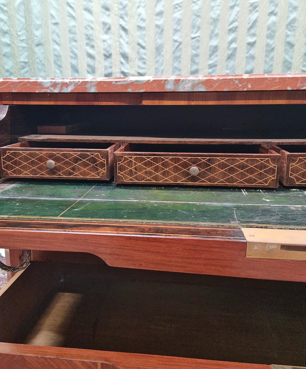 Transition Style Marquetry Chest Of Drawers, 20th Century -photo-4