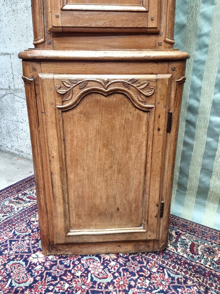 Horloge de parquet en noyer, moulurée et sculptée,régence . d'époque 18ème. -photo-4