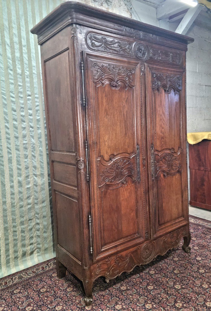 Armoire En Chêne Moulurée, Sculptée Louis XV, d'époque 18ème -photo-3