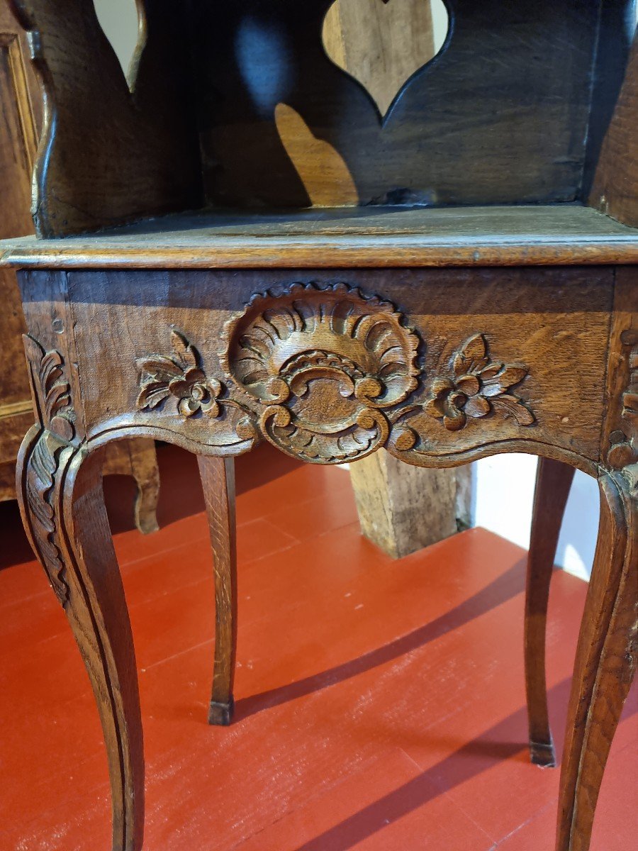 Oak Bedside Table, Carved Molding, Louis XV, 18th Century -photo-3