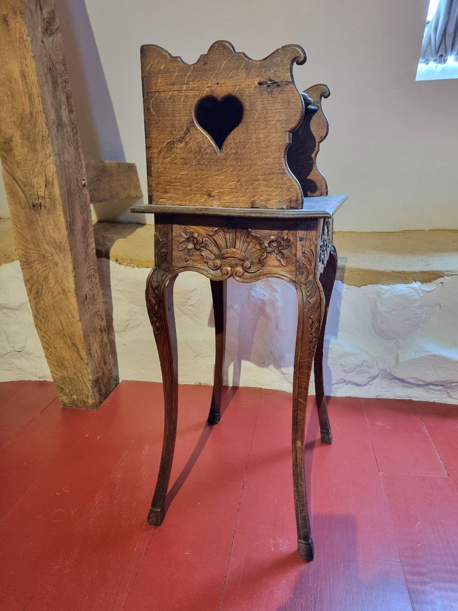 Oak Bedside Table, Carved Molding, Louis XV, 18th Century -photo-2