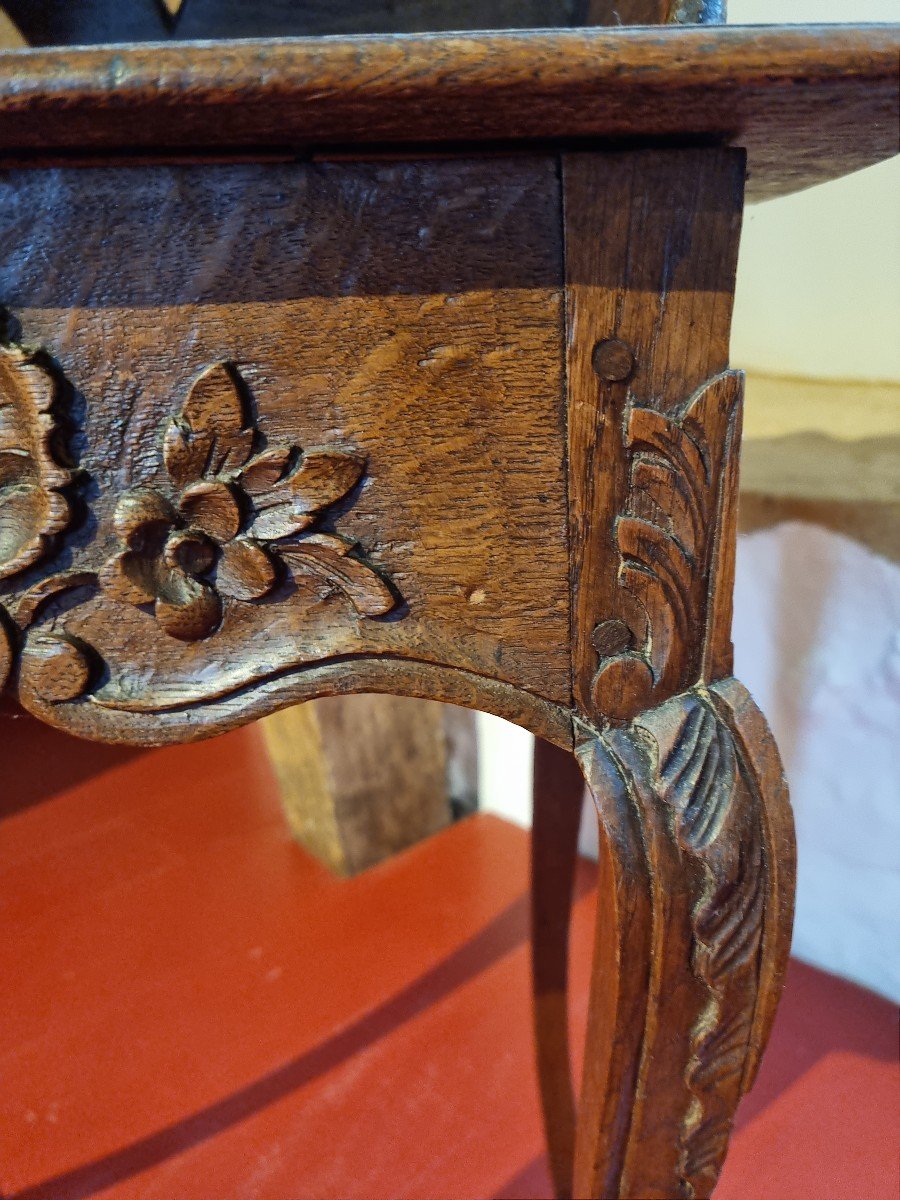 Oak Bedside Table, Carved Molding, Louis XV, 18th Century -photo-3