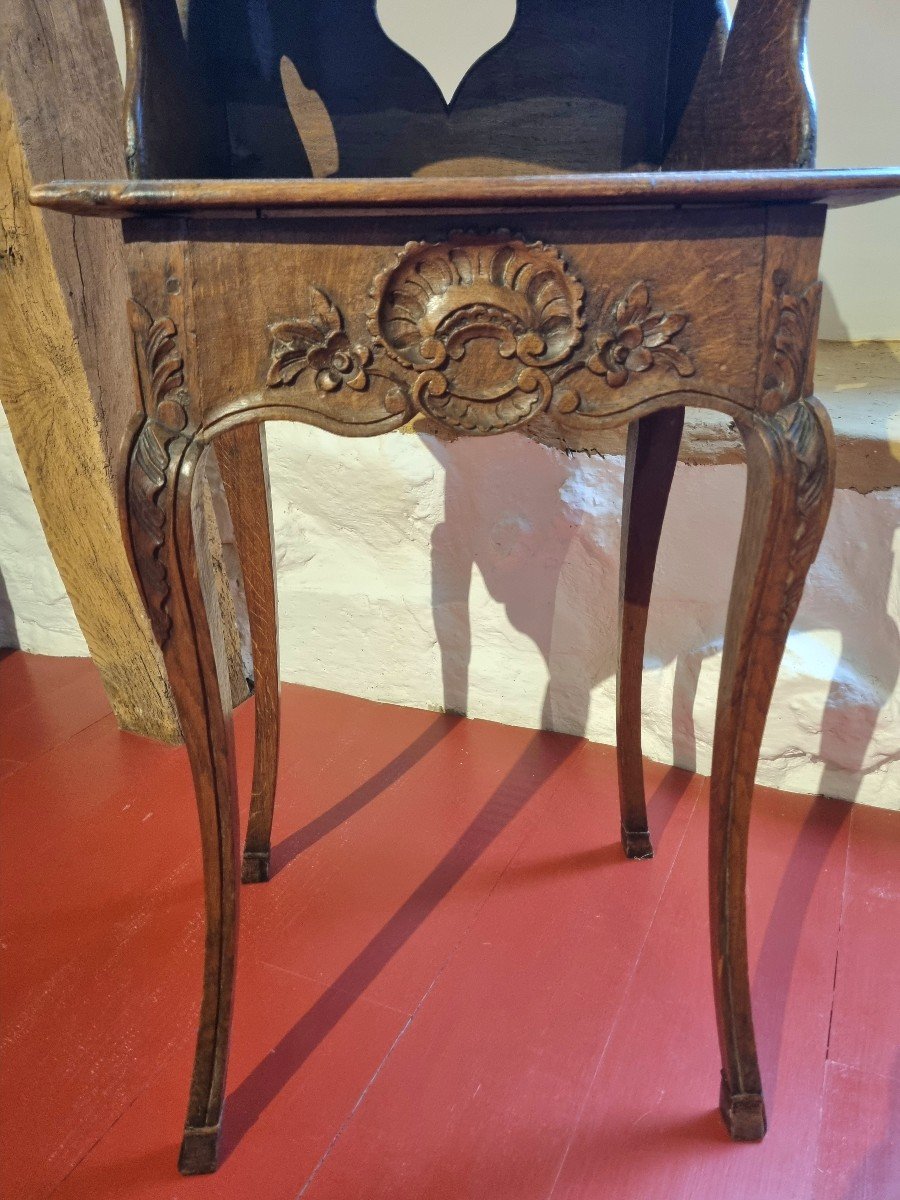 Oak Bedside Table, Carved Molding, Louis XV, 18th Century -photo-6