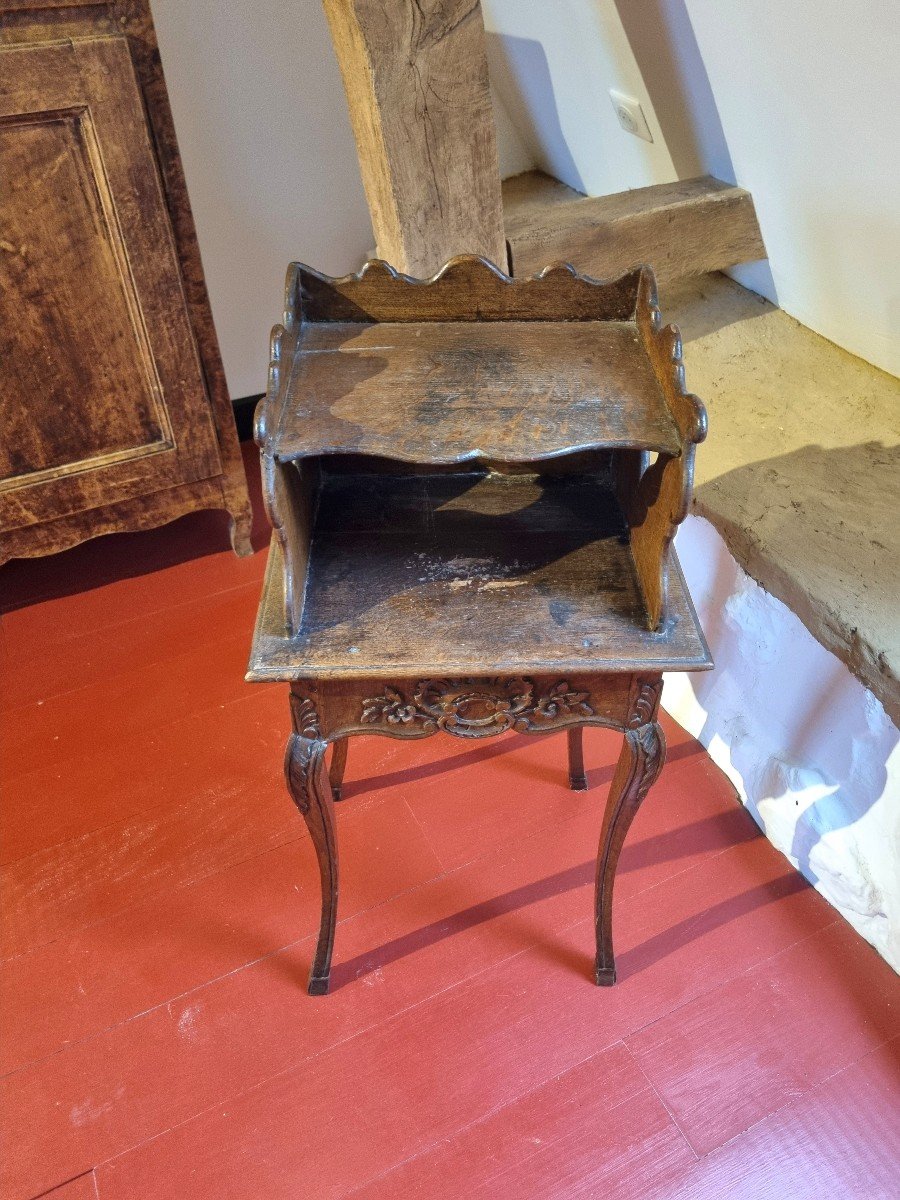 Oak Bedside Table, Carved Molding, Louis XV, 18th Century -photo-7