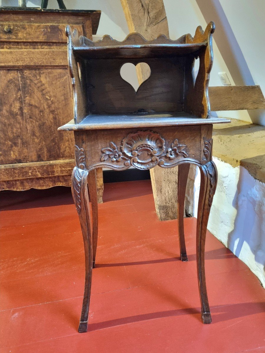 Oak Bedside Table, Carved Molding, Louis XV, 18th Century 