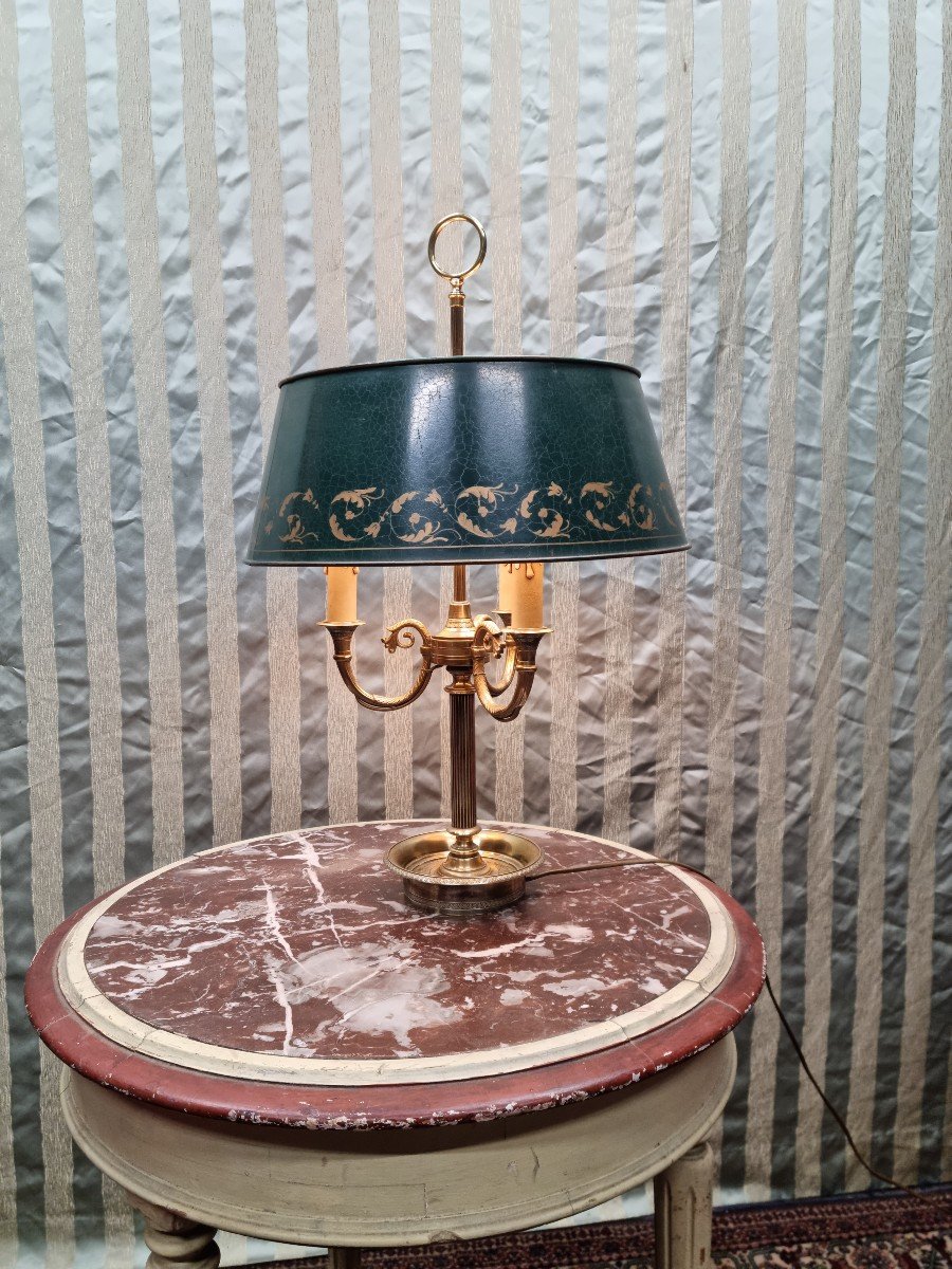 Lampe Bouillotte en bronze doré de style Empire, d'époque Début XXème. -photo-3