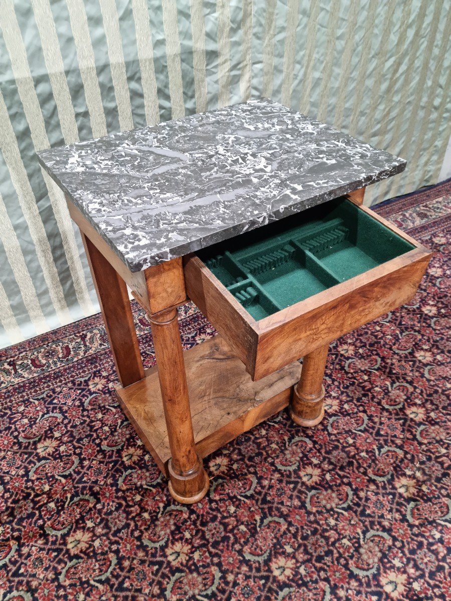 Small Walnut Console, Empire, 19th Century. -photo-4