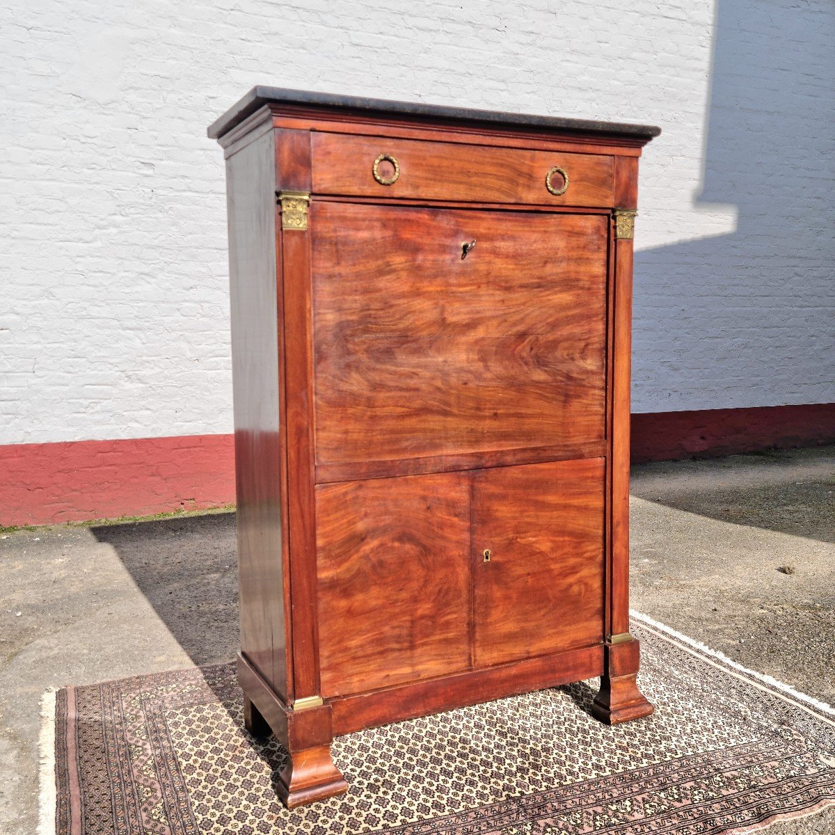 Empire Satin Blond Mahogany Secretary, 19th Century 