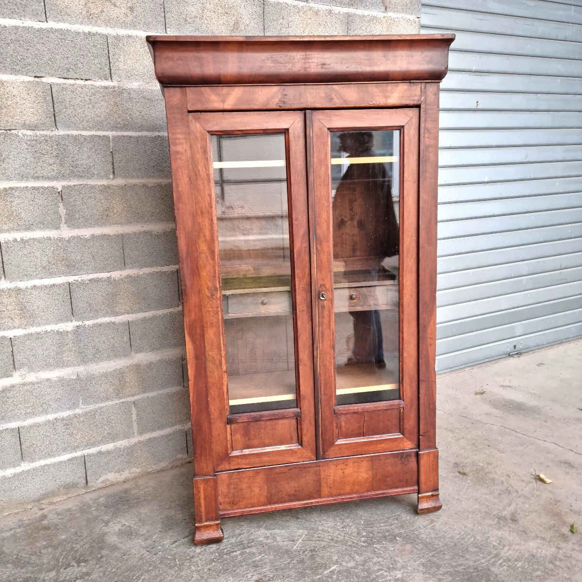 Louis Philippe Mahogany Bookcase, Display Cabinet, 19th Century. -photo-1