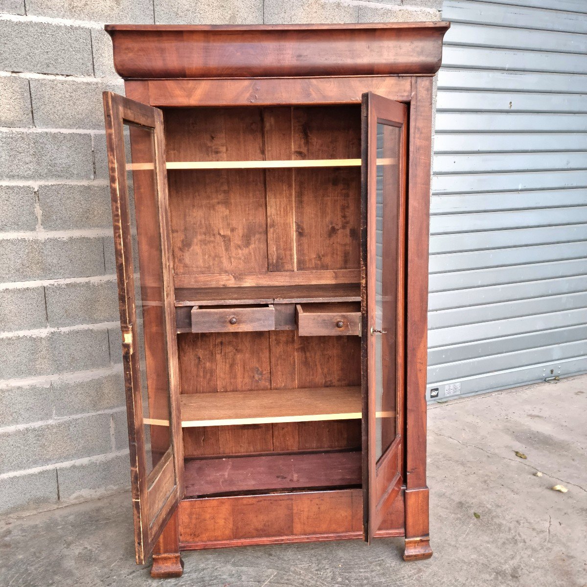 Louis Philippe Mahogany Bookcase, Display Cabinet, 19th Century. -photo-3