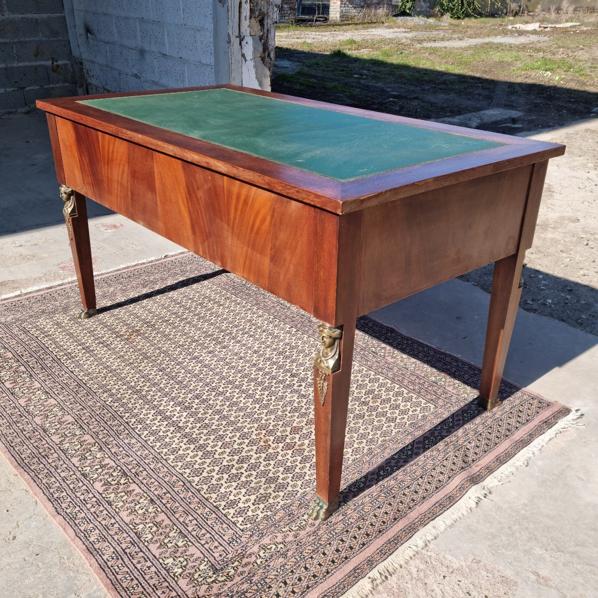 Double-sided Mahogany Desk In The Empire Style, Return From Egypt, From The 1900s-photo-4