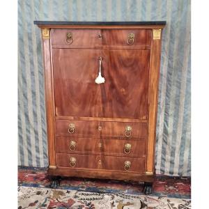 Empire Period Satin Blond Mahogany Secretary, 19th 