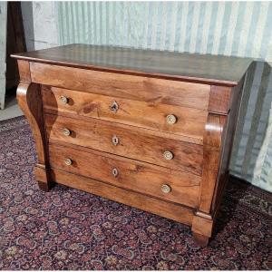 Restoration Walnut Chest Of Drawers, 19th Century. 