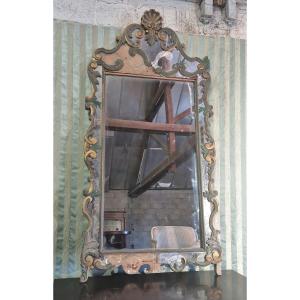 Miroir En Bois Peint Néo Baroque, d'époque 19ème 