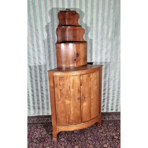 Curved Corner Cabinet In Restoration Cherry, 19th Century. 