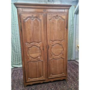 Carved Molded Wardrobe, In Regency Cherry Wood, From The 18th Century 