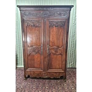 Louis XV Carved Molded Oak Armoire, 18th Century 