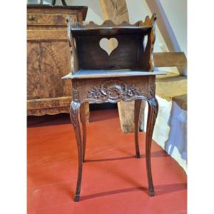 Oak Bedside Table, Carved Molding, Louis XV, 18th Century 