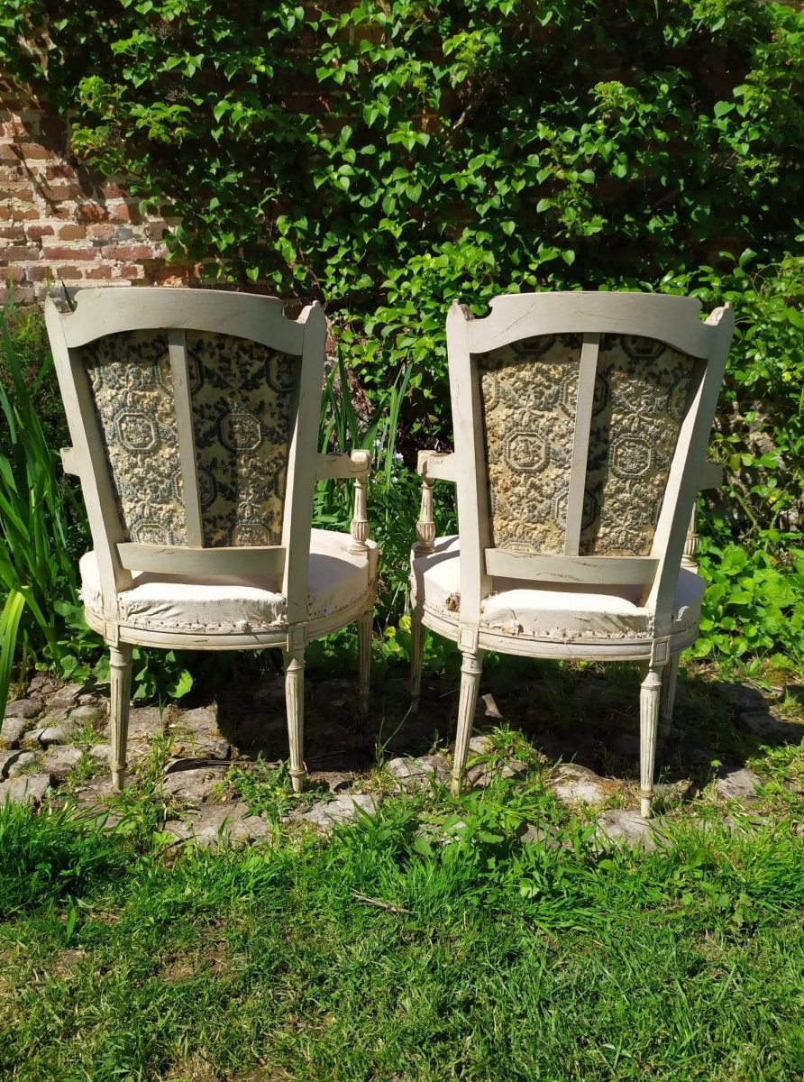 Paire De Fauteuils De Style Louis XVI-photo-4