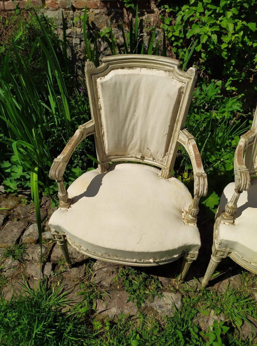 Paire De Fauteuils De Style Louis XVI-photo-2