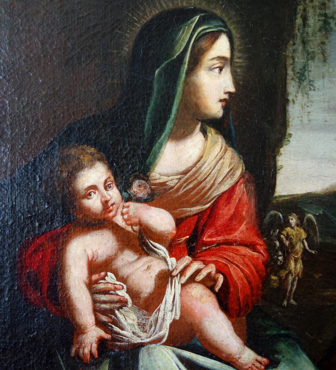 17th Century French School, The Rest During The Flight Into Egypt - Holy Family 94.5x106cm-photo-3