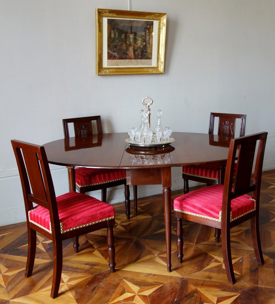 Jean François Leleu - Gateleg Folding Table In Solid Mahogany, Louis XVI Period-photo-8