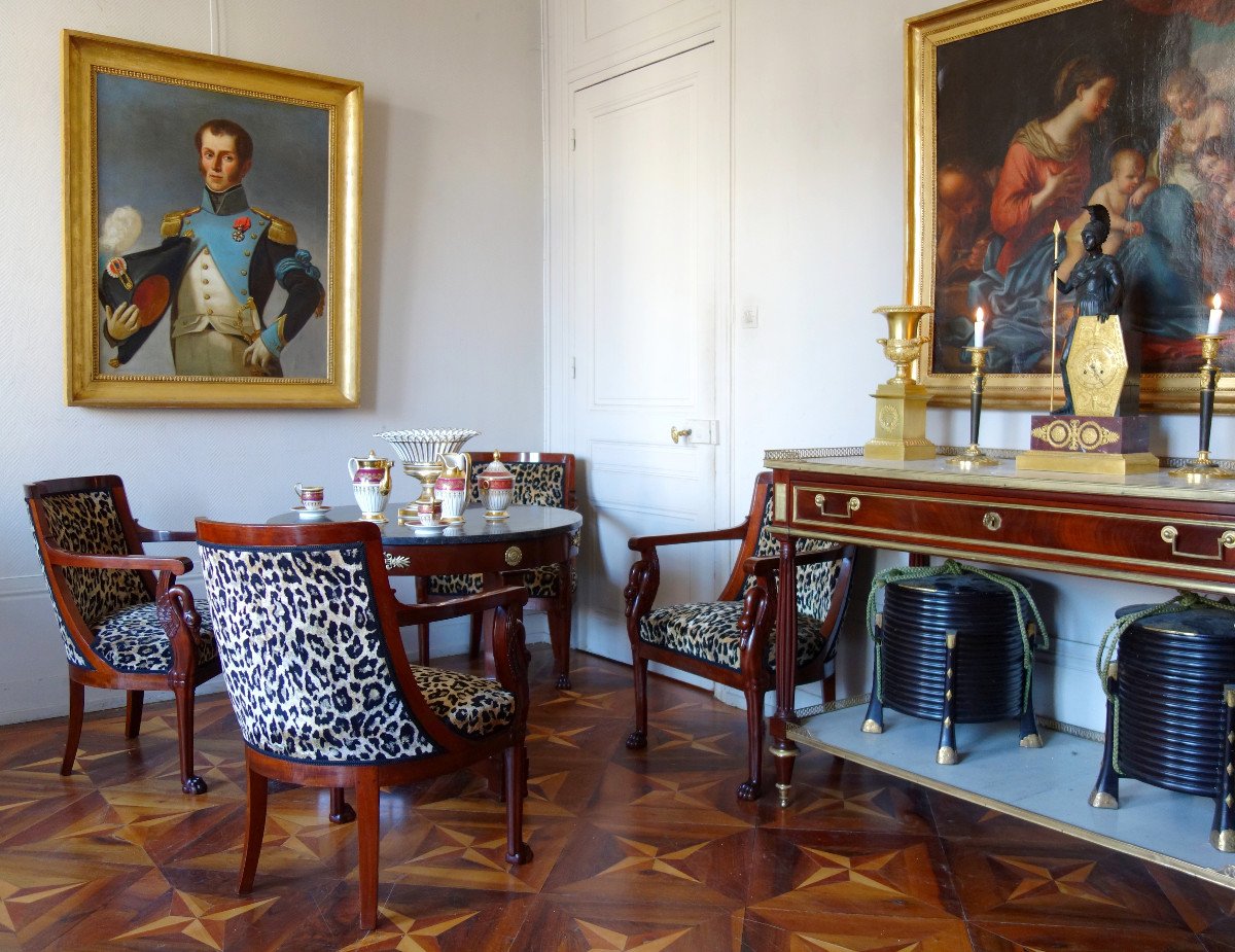 Living Room Furniture, Suite Of 4 Gondola Armchairs From The Consulate Period By Jacob Frères-photo-7