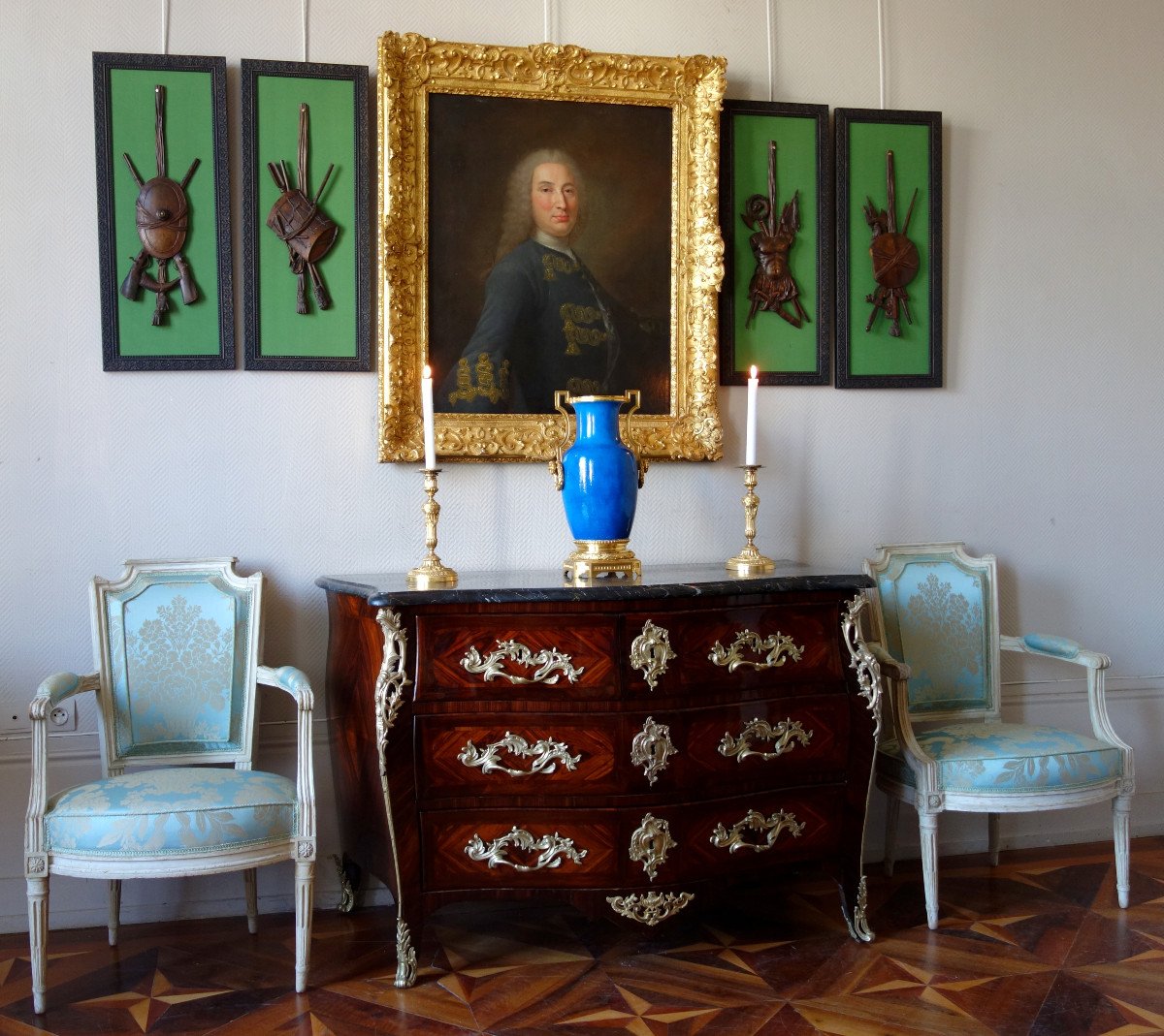 Suite De 4 Trophées En Bois Finement Sculptés, Trophées d'Armes Militaires, époque Louis XVI-photo-5