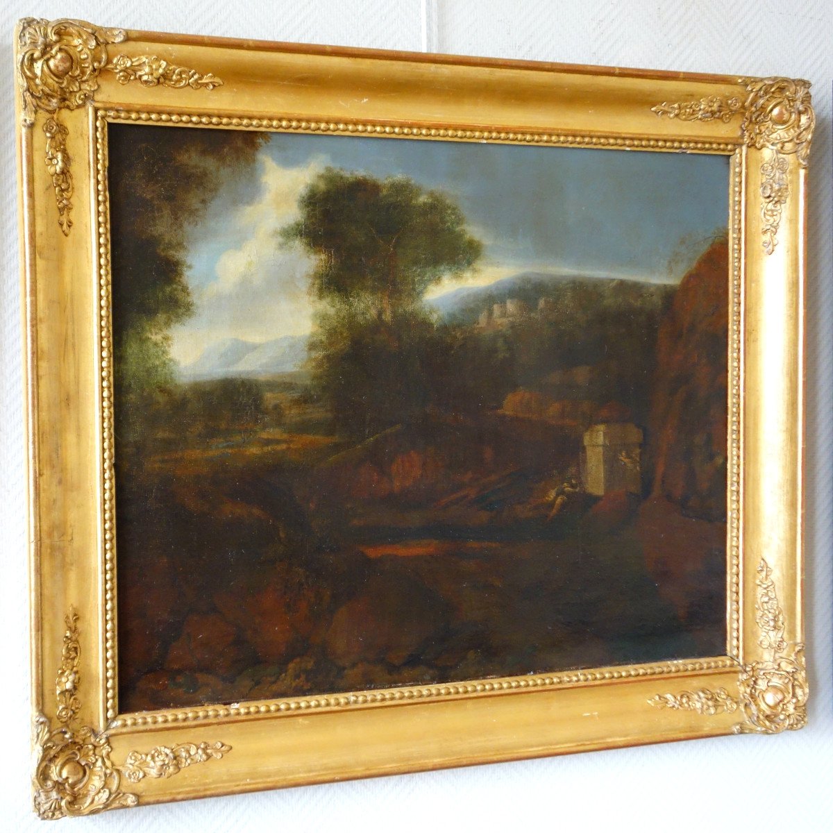 Ecole Flamande De La Fin 17e Ou Début 18e Siècle, Paysage De La Campagne Romaine Hst 87x74cm-photo-3