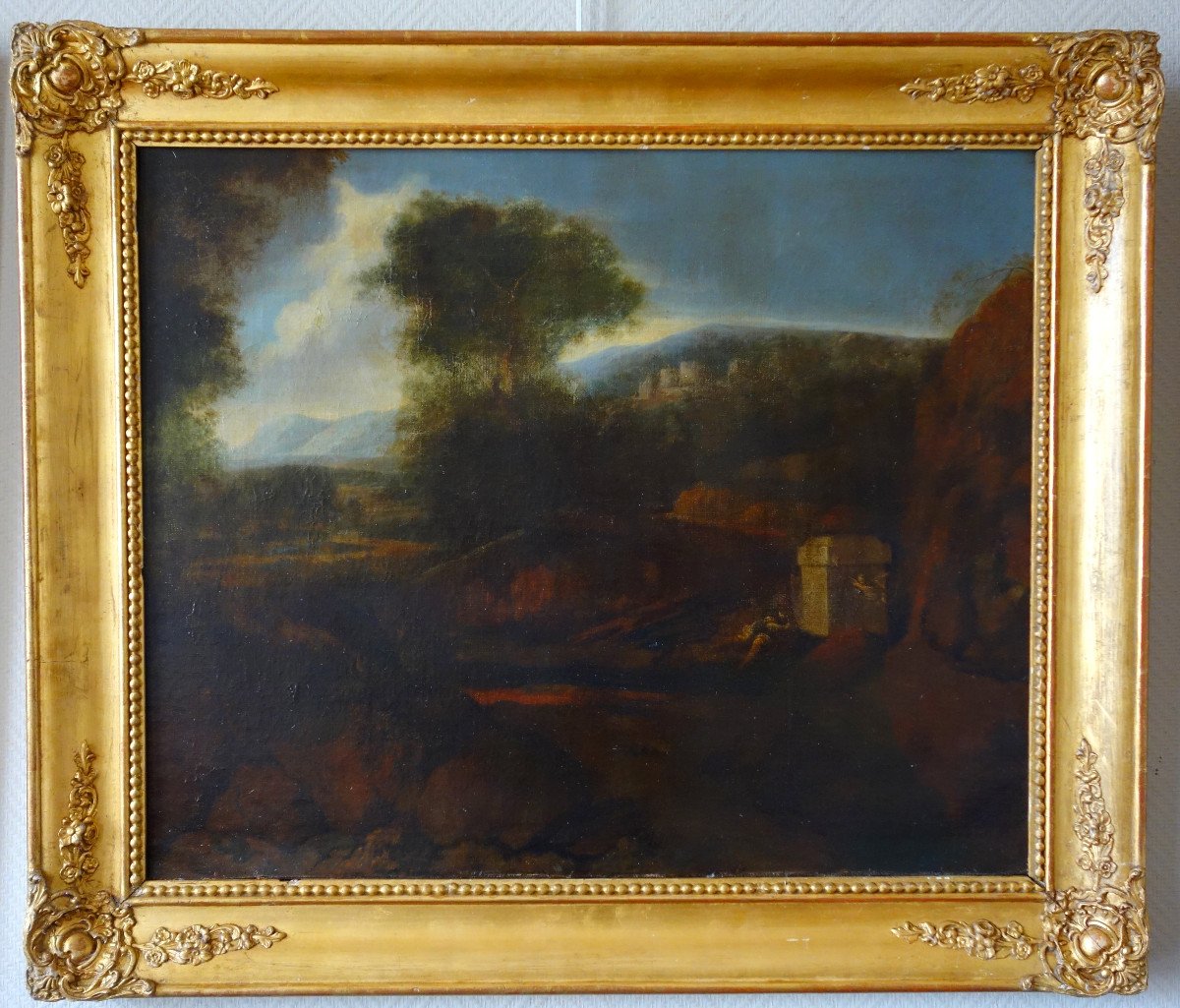 Flemish School From The End Of The 17th Or Beginning Of The 18th Century, Landscape Of The Roman Countryside Hst 87x74cm