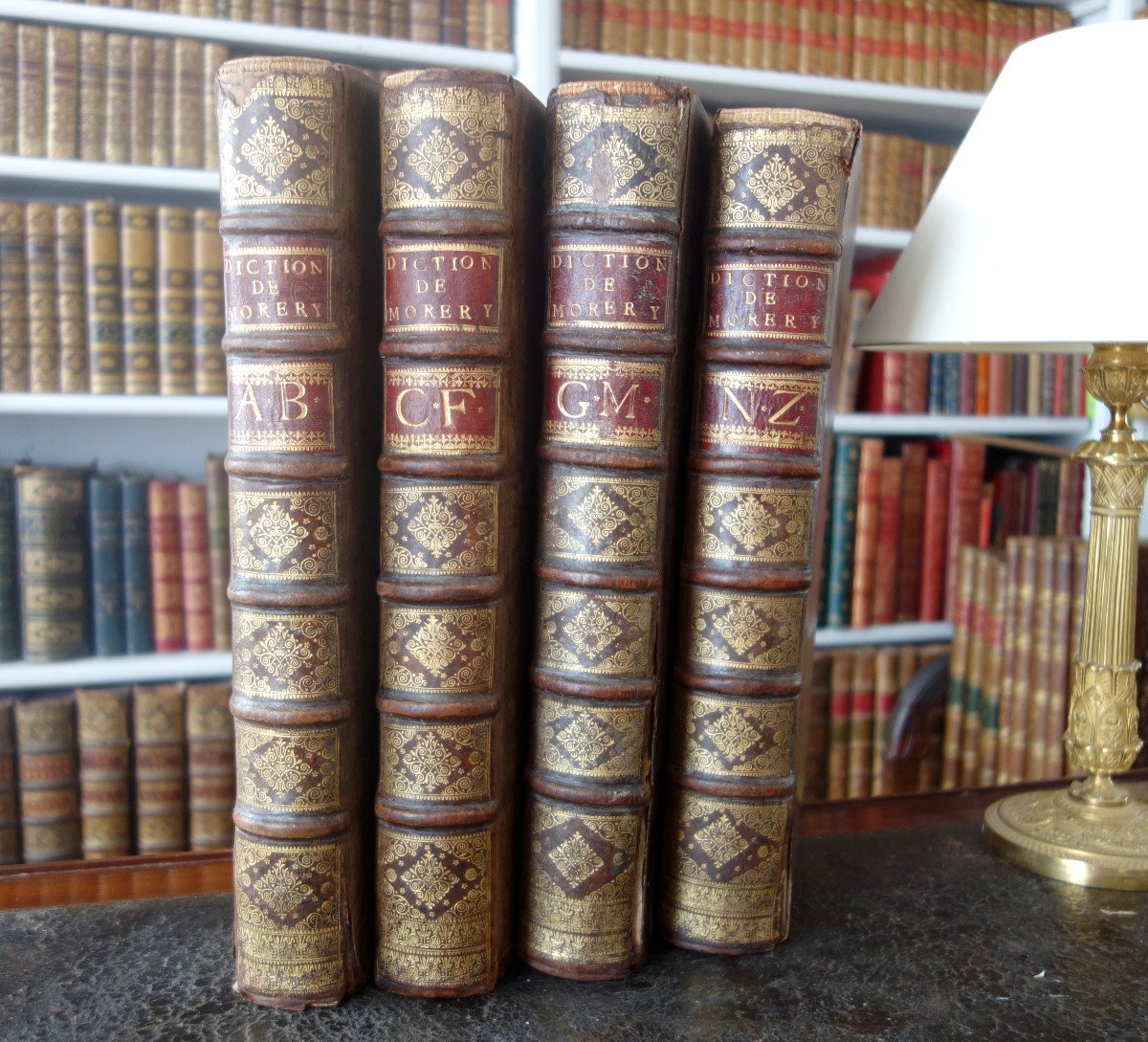 Large Dictionary Moreri 4 Volumes In Folio With Beautiful Binding Edition From 1707 - Louis XIV Period-photo-2