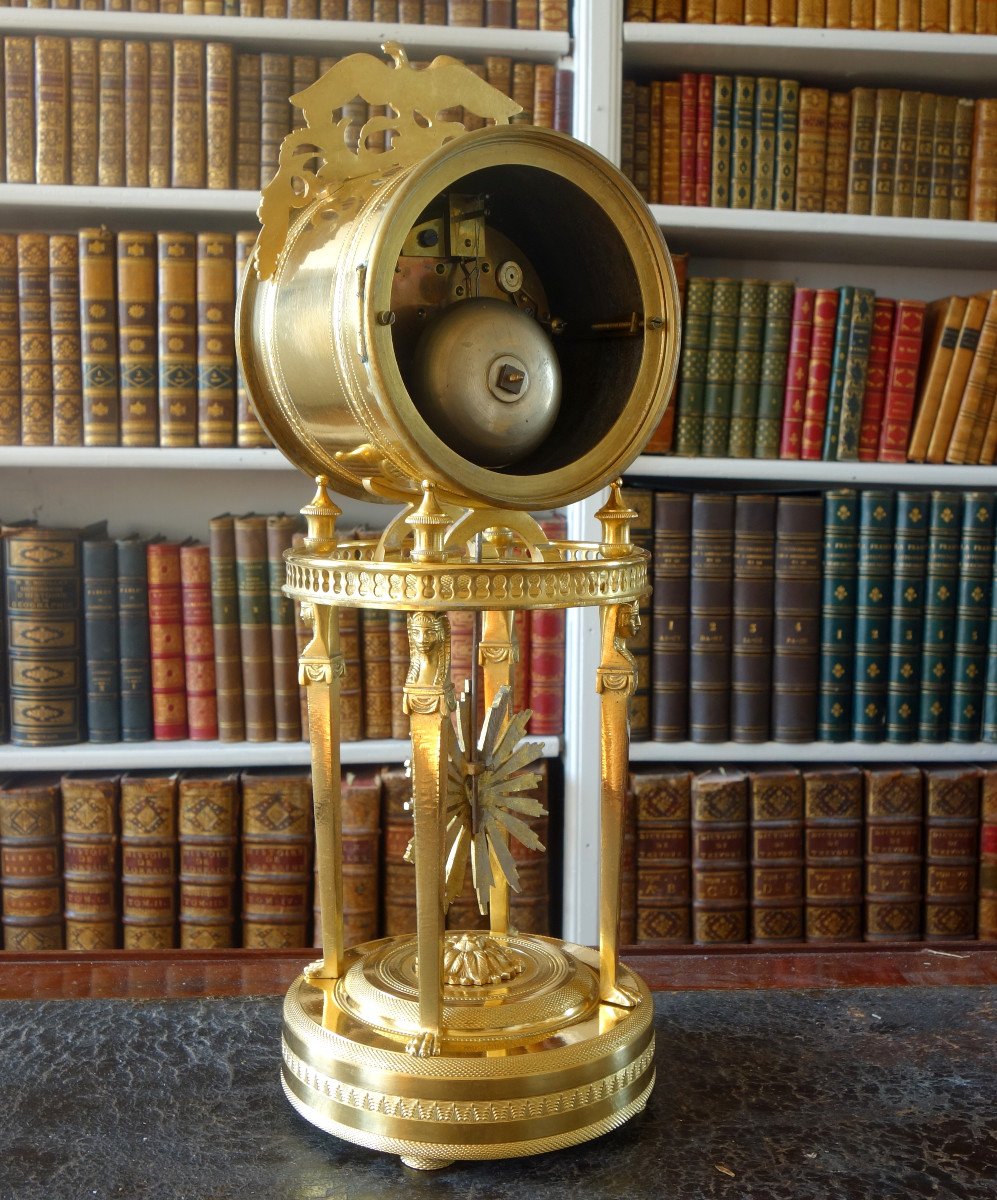 Clock Return From Egypt In Gilt Bronze, Blue Enamel - Consulat Period Circa 1800-photo-4