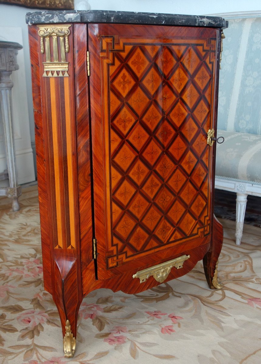 Martin Ohneberg - Pair Of Corners In Marquetry A La Reine, Transition Period Louis XV-photo-3