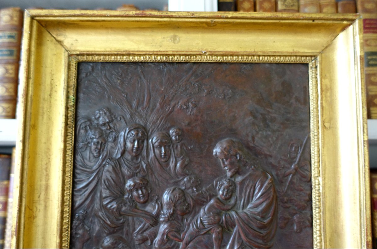 Christ & Children, Repoussé Copper Artwork : ''let The Children Come To Me''-photo-1