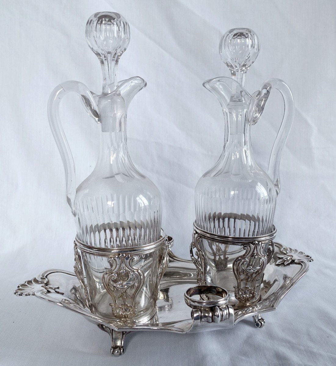 Paris 1777 - Sterling Silver Oil And Vinegar Set, Louis XV - Louis XVI Period, 18th Century-photo-2