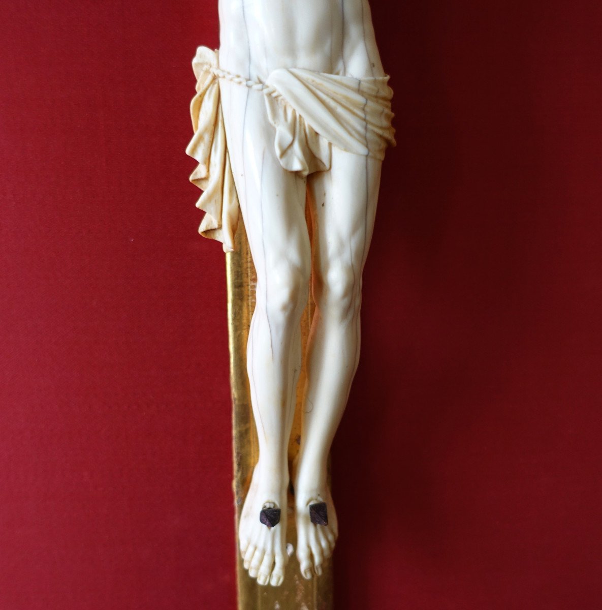 Large Christ In Ivory, Frame In Golden Wood, Louis XIV Regency Period - Early 18th Century-photo-5