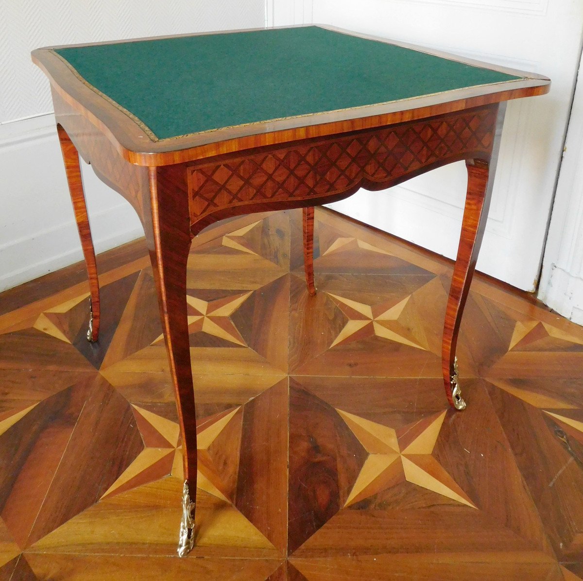 Table à Jeu encoignure d'époque Louis XV En Marqueterie-photo-3