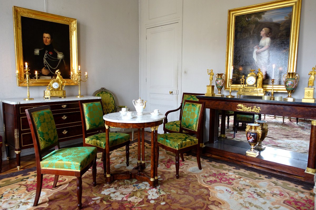 Guéridon Table à Thé Empire En Acajou Et Bronze Doré Attribué Sébastien Youf-photo-5