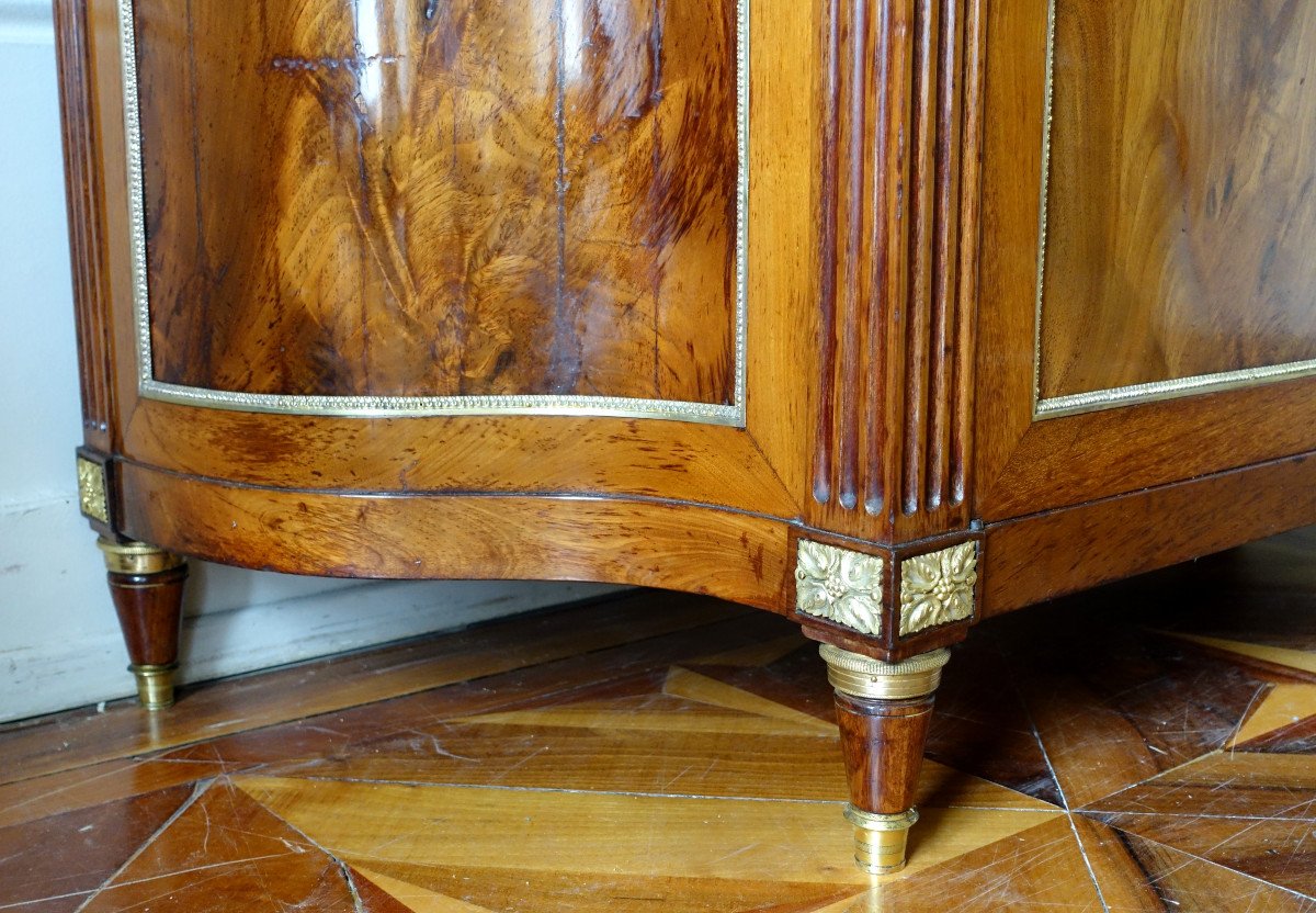 Door Chest / Buffet In Directoire Mahogany In Inverted Half Moon - Brocatelle Marble Spain-photo-2