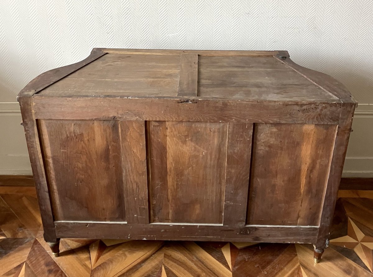 Door Chest / Buffet In Directoire Mahogany In Inverted Half Moon - Brocatelle Marble Spain-photo-8